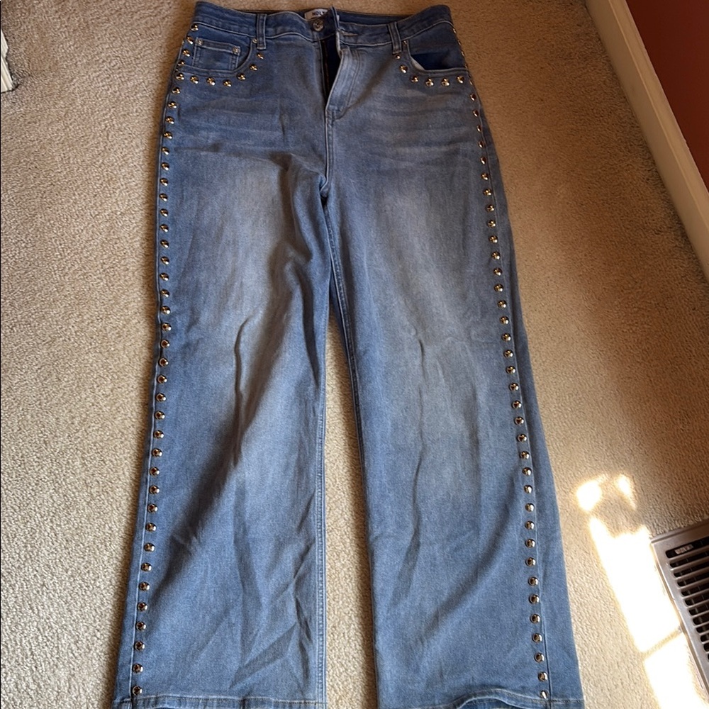 Studded Blue Jeans - Custom Made - Size Large Fits Like Size 8-10 Jeans
